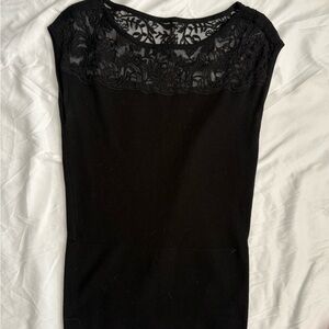 White House Black Market black lace cap sleeve blouse - Small